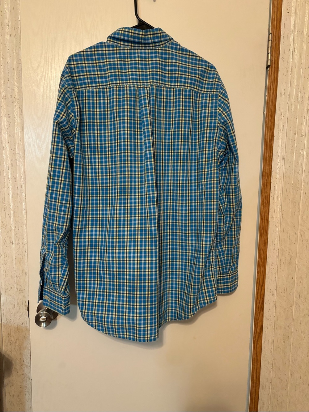 Chaps Men's Teal and White Plaid Button-Down Shirt - Picture 2 of 2